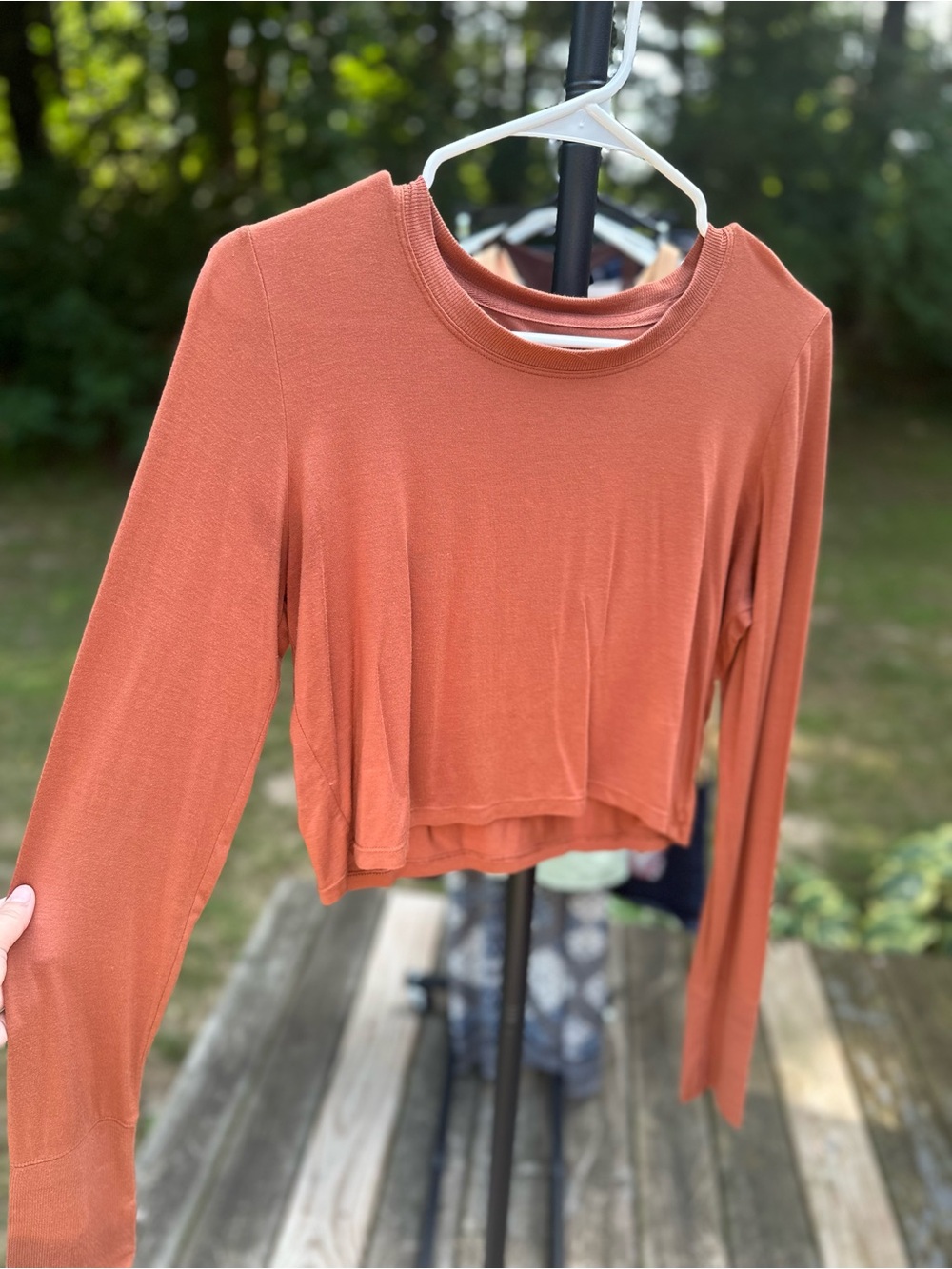 Offline by aerie Long Sleeve Cropped Top super soft  - Rust Orange